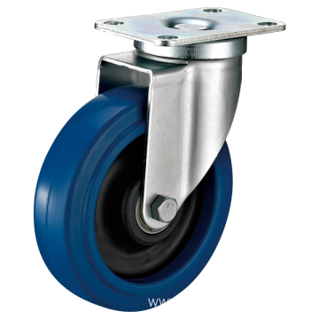 Blue elastic rubber caster trolley wheel